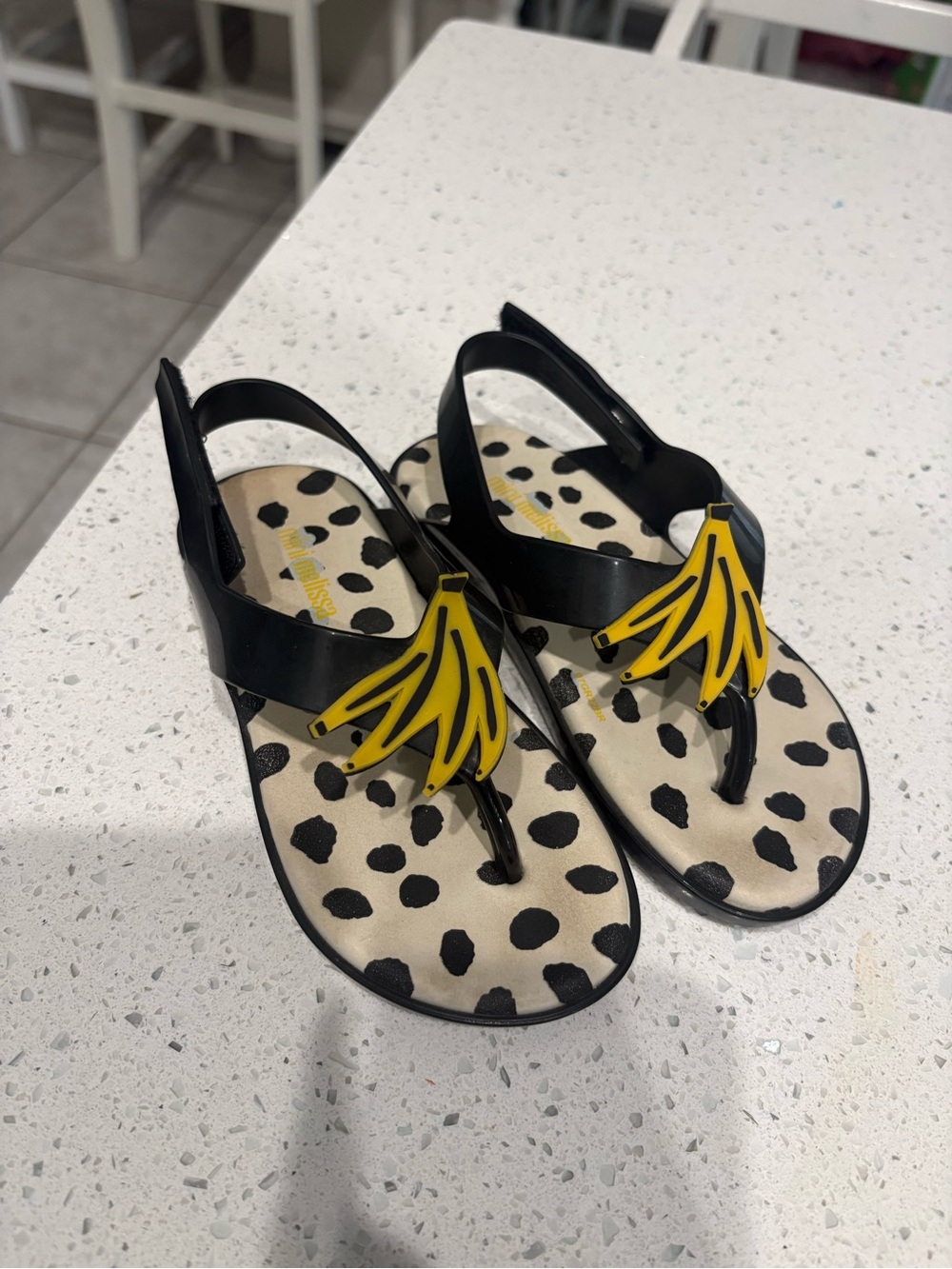 Mini Melissa toddler 12 Black Sandal with Yellow Banana Charm